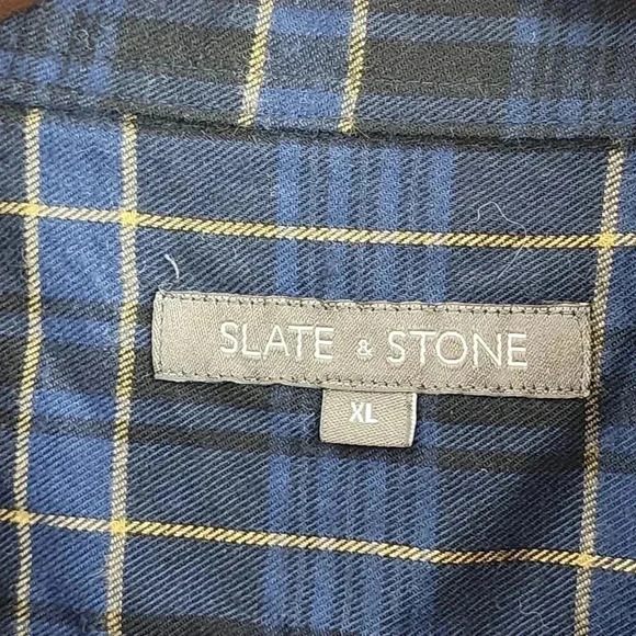 Slate & Stone Flannel Button Down Blue Plaid Men's Shirt XL - Picture 5 of 7